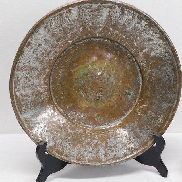 Antique 19th Century Ottoman Tinned Copper Hand-Hammered Bowl 13 Inches This exceptional tinned-copper bowl is a stunning...