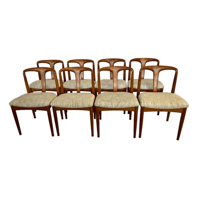 Late 20th Century Edit (8) Juliane Teak Dining Chairs Attributed to Johannes Anderson for D-Scan For Sale