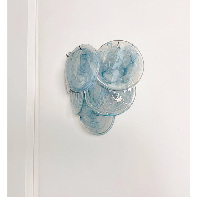 Alabaster Blue Glass Discs Wall Sconces, 1990s, Set of 2 For Sale - Image 9 of 14