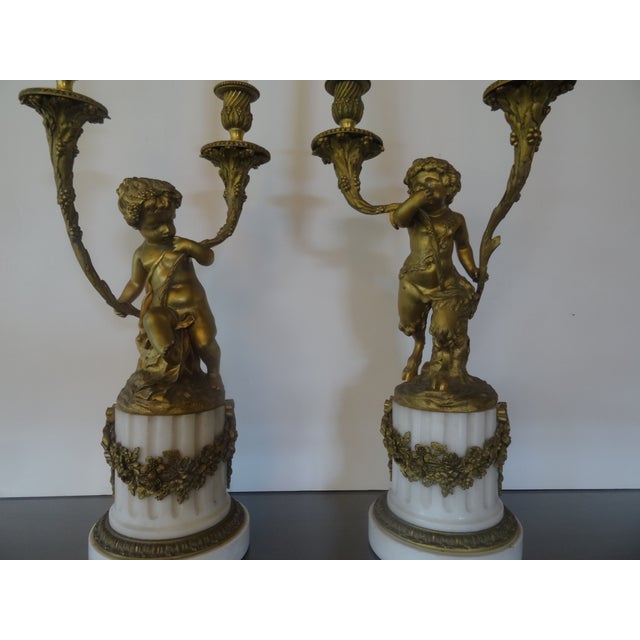 French Gilt Bronze Candelabra by Clodion a Pair For Sale - Image 3 of 6