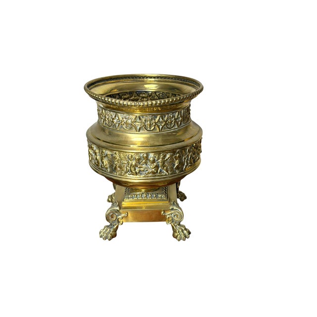 Victorian 1880s French Empire Style Rococo Revival Victorian Jardiniere W/Original Liner For Sale - Image 3 of 13