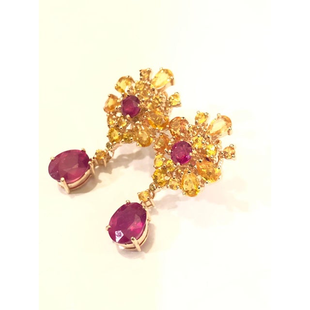 Bochic "Orient" Ruby, Yellow Sapphire Earrings Set 18K Gold & Silver For Sale In New York - Image 6 of 18