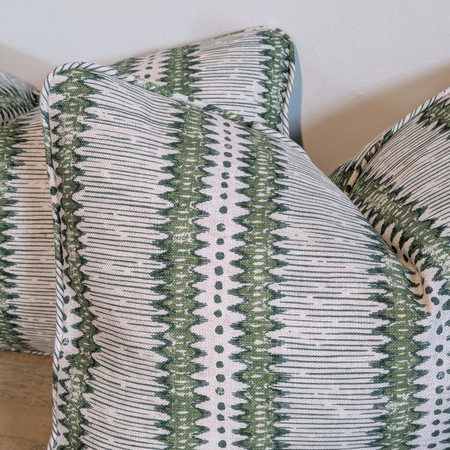 Green Rapture & Wright Tribal Stripe Lumbars in Green For Sale - Image 8 of 8