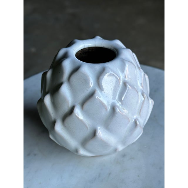 Upsala-Ekeby 1960s Swedish Artichoke Shaped Ceramic Vase For Sale - Image 4 of 6