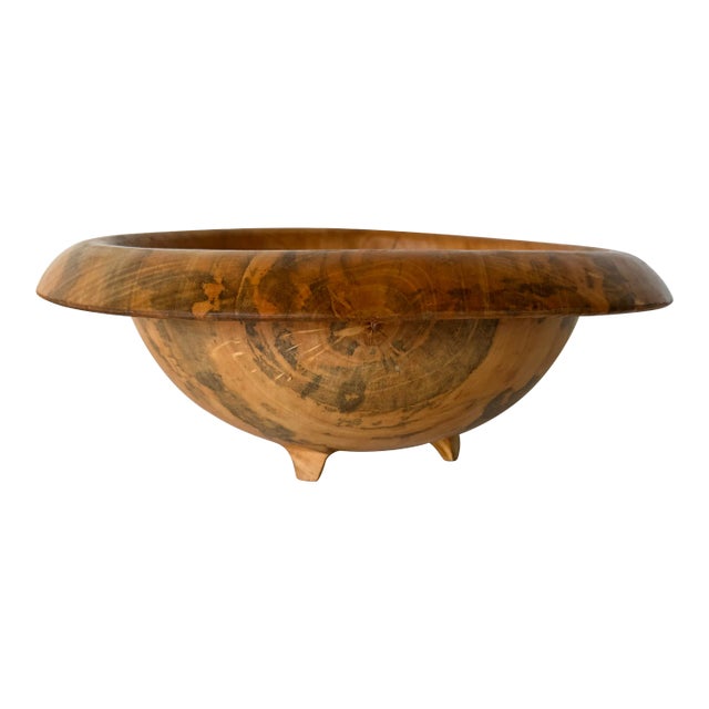 Box Elder Organic Hand-Turned Wood Footed Bowl With Natural Grain For Sale