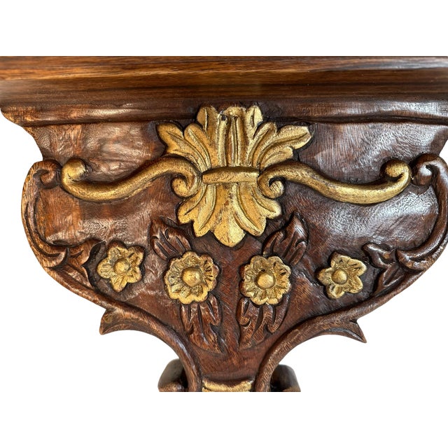 Carved Wooden Wall Shelf/Bracket W/ Gold Trim Chairish
