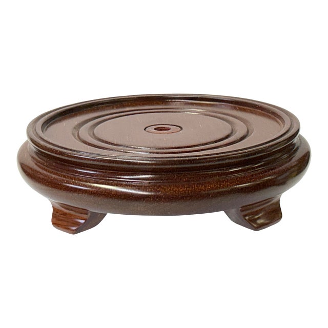 6" Simple Natural Wood Brown Clean Body Round Display Stand Easel For Sale