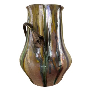 Art Nouveau Ceramic and Metal Vase, 1940s For Sale