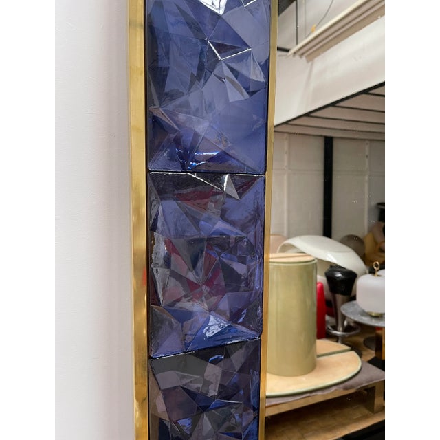 2020s Contemporary Brass & Blue Murano Glass Wall Mirror For Sale - Image 5 of 11