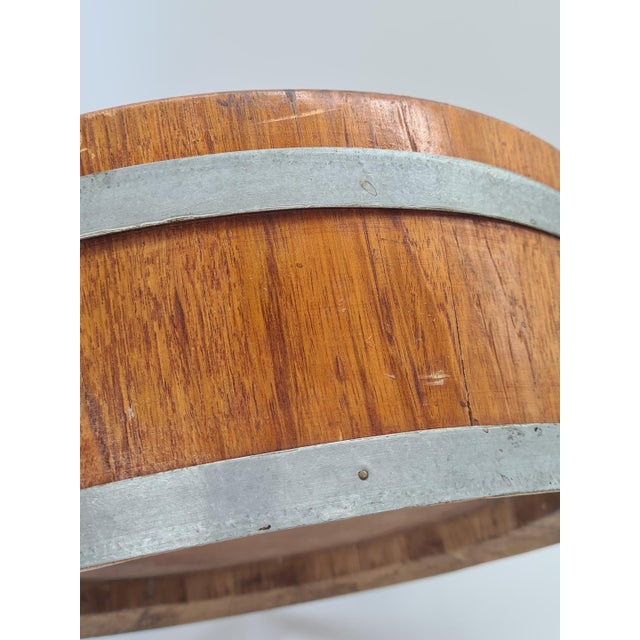 Brown Large Vintage Wooden Bowl with Metal Rims, 1960s For Sale - Image 8 of 11