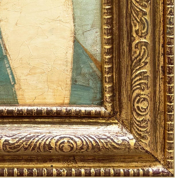 2020s Contemporary Abstract Oil Painting in Vintage Florentine Gold Frame For Sale - Image 5 of 6