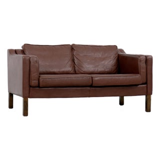 Vintage Scandinavian Brown Leather Sofa, 1970s For Sale