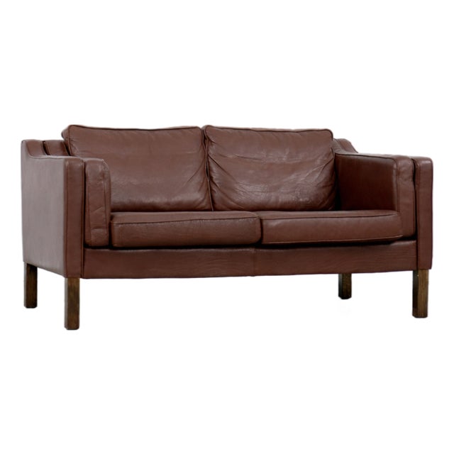 Vintage Scandinavian Brown Leather Sofa, 1970s For Sale