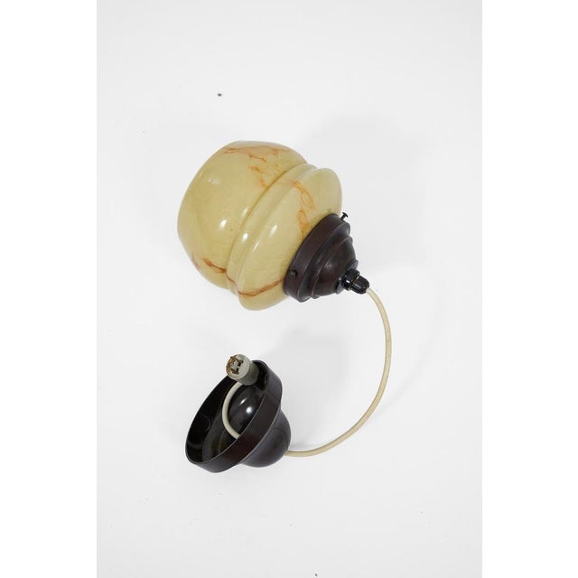 Art Deco Pendant Lamp with Marbleized Glass Shade, 1930s For Sale - Image 3 of 5
