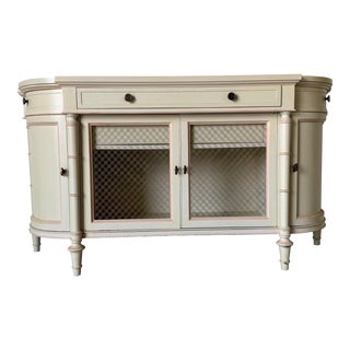 Hollywood Regency French - Style Faux Bamboo Details and Wire Doors Buffet Sideboard by Mount Airy Chair Company For Sale