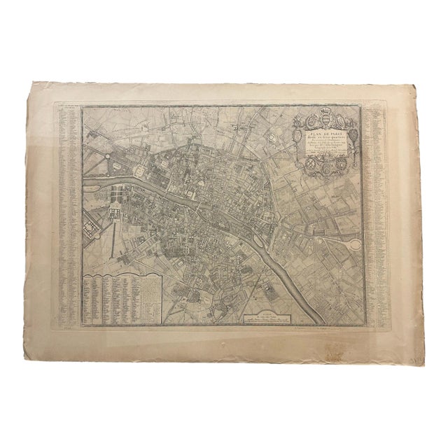 Louvre Museum Chalcographie Restrike, Plan of Paris, Jean De Lagrive, 1744 For Sale