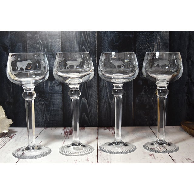 African Mid 20th Century Kenyan-African Queen Lace Wine Hocks Buffalo Rhino Stag & Sable - Set of 4 For Sale - Image 3 of 17
