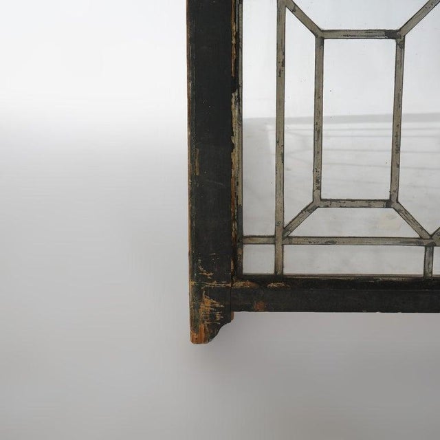 Blue Antique Arts & Crafts Leaded & Stained Glass Window With Country Road Circa 1910 For Sale - Image 8 of 14