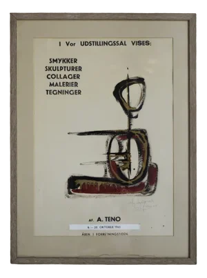 Exhibition Poster by Aurelio Teno, Denmark, 1965, Framed