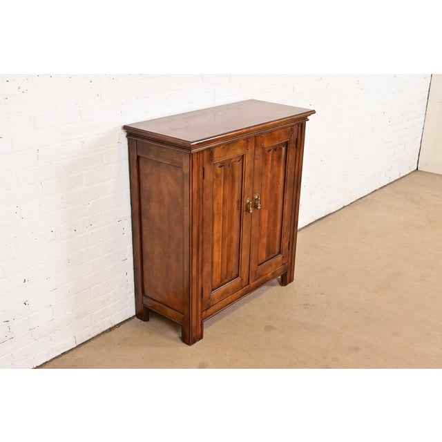 Baker Furniture Company Baker Furniture French Louis Philippe Carved Walnut Flip-Top Server or Bar Cabinet For Sale - Image 4 of 12