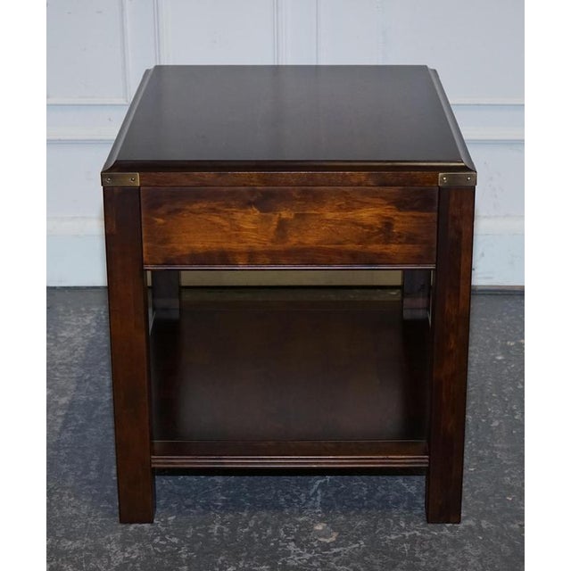 Vintage Military Campaign Mahogany and Brass Nightstand For Sale - Image 14 of 16