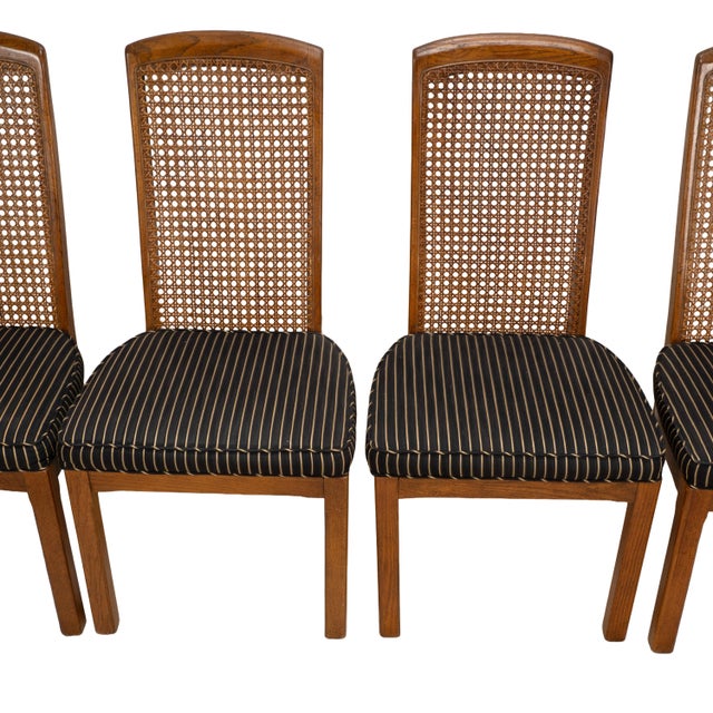1970s Drexel Heritage Mid Century Cane Back Oak Dining Chairs - Set of 8 For Sale - Image 13 of 18