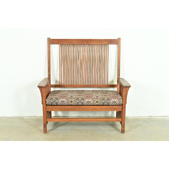 Stickley Mission Oak Arts & Crafts Spindle Bench or Settee For Sale - Image 14 of 14