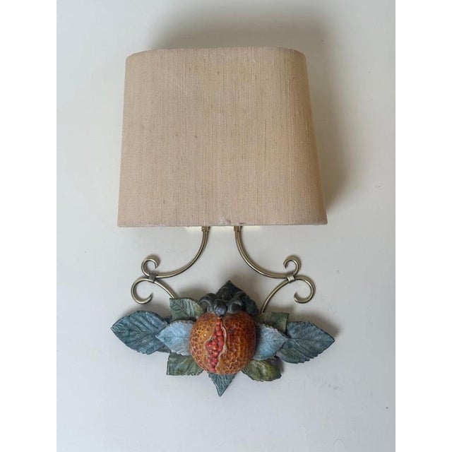 Hollywood Regency Italian Terracotta Pomegranate Wall Sconces, 1970s, Set of 2 For Sale - Image 3 of 12