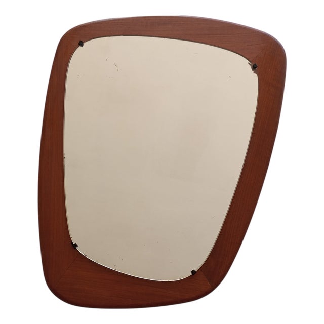 Scandinavian Wall Mirror with Teak Frame, 1950s For Sale