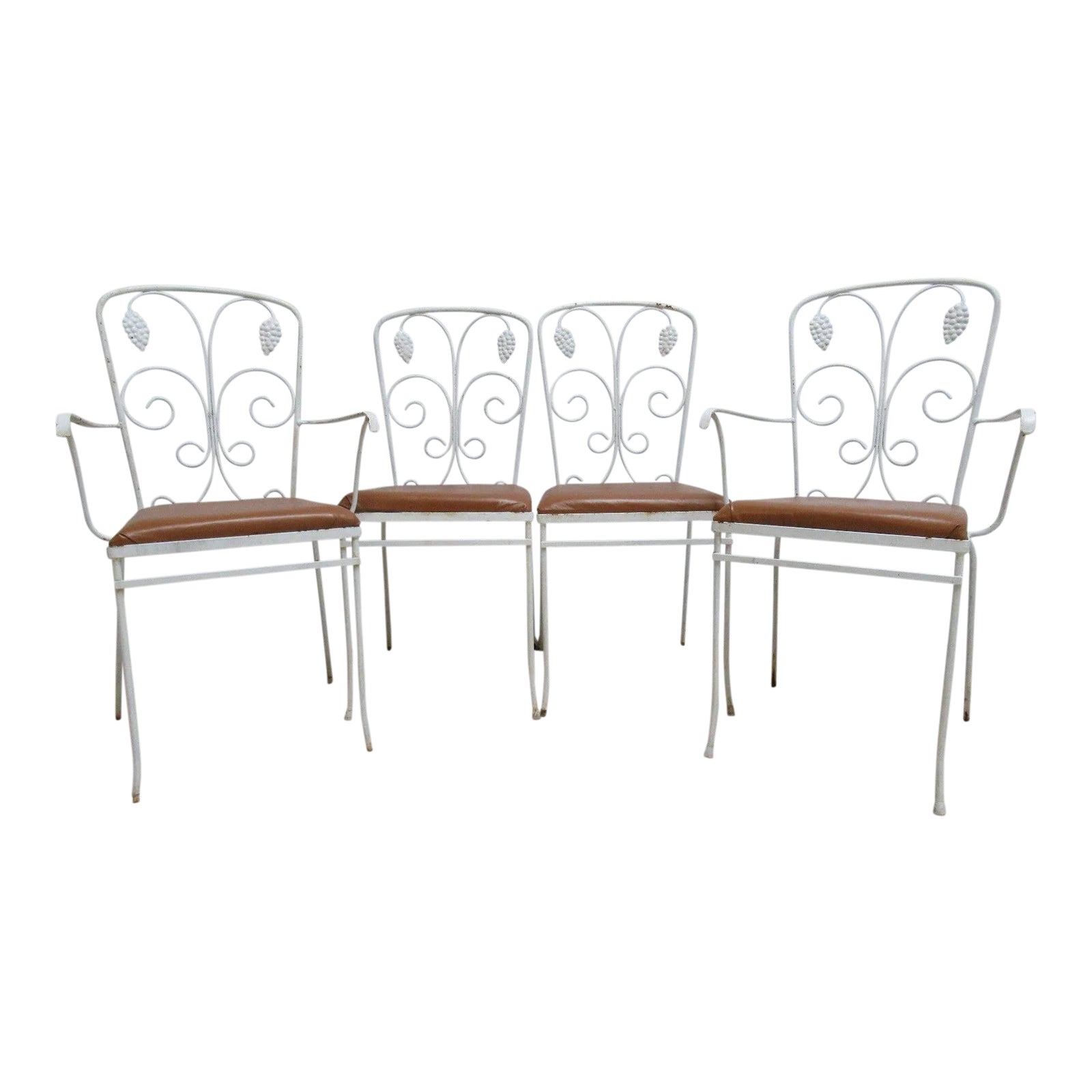 Vintage Mid Century Outdoor Patio Porch Dining Room Chairs Set of 4