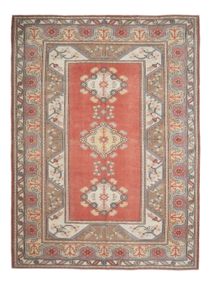 Vintage Turkish Hand-Knotted Wool Cotton Red Area Rug