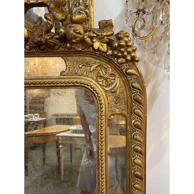 19th Century French Louis XVI Style Giltwood and Etched Glass Mirror For Sale - Image 4 of 9