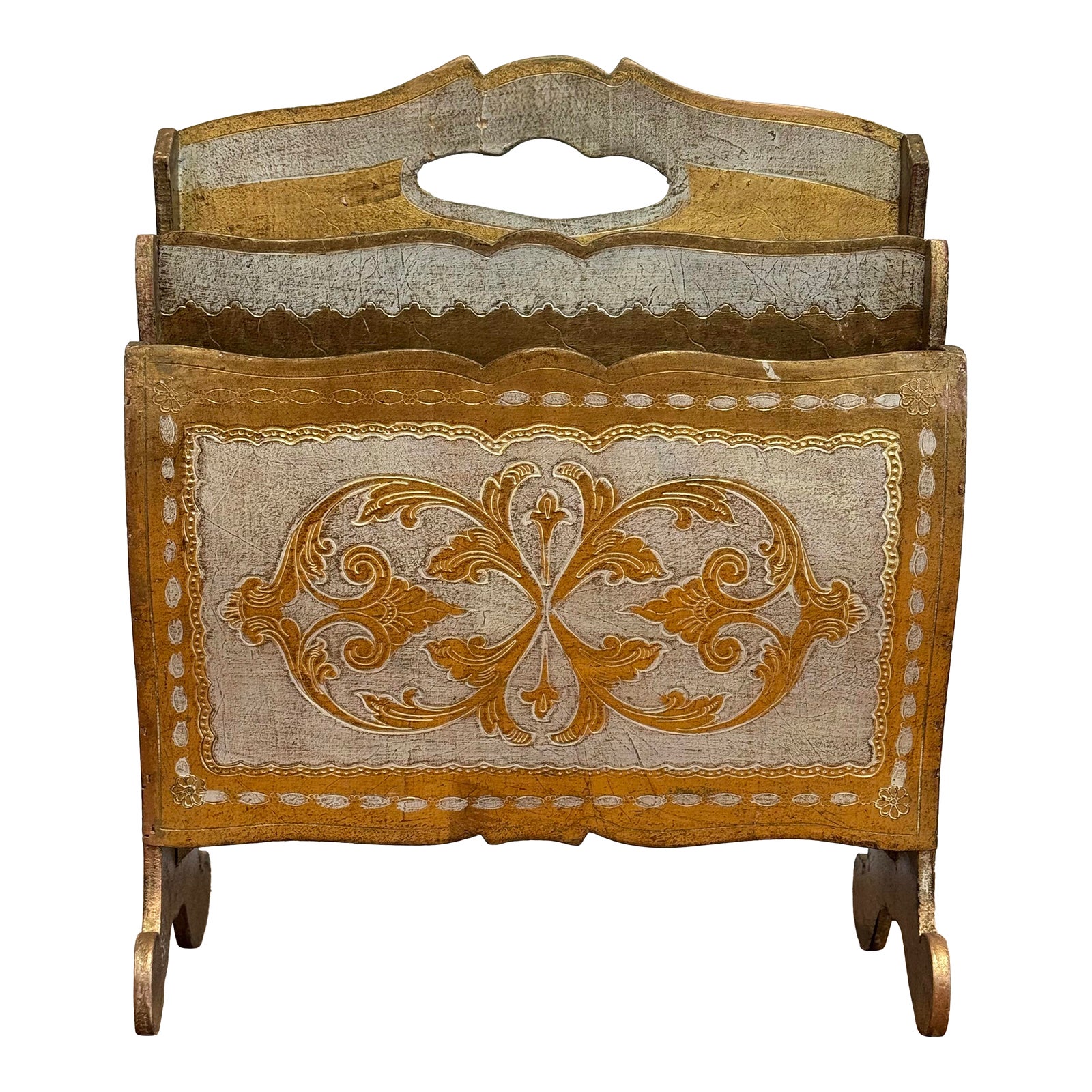 Vintage Italian Florentine Magazine Rack | Chairish