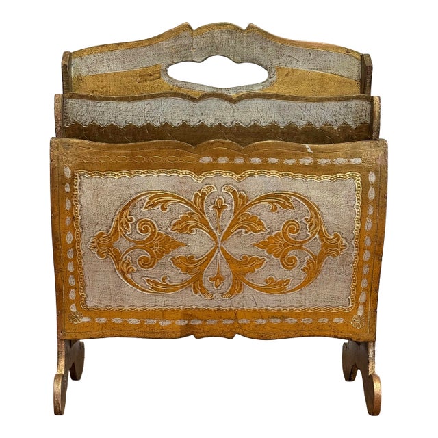 Vintage Italian Florentine Magazine Rack For Sale