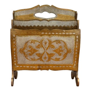 Vintage Italian Florentine Style Magazine Rack For Sale