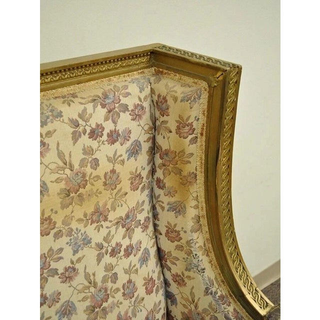 Wood Antique French Louis XVI Victorian Gold Gilt Wood Wing Back Bergere Arm Chair For Sale - Image 7 of 10