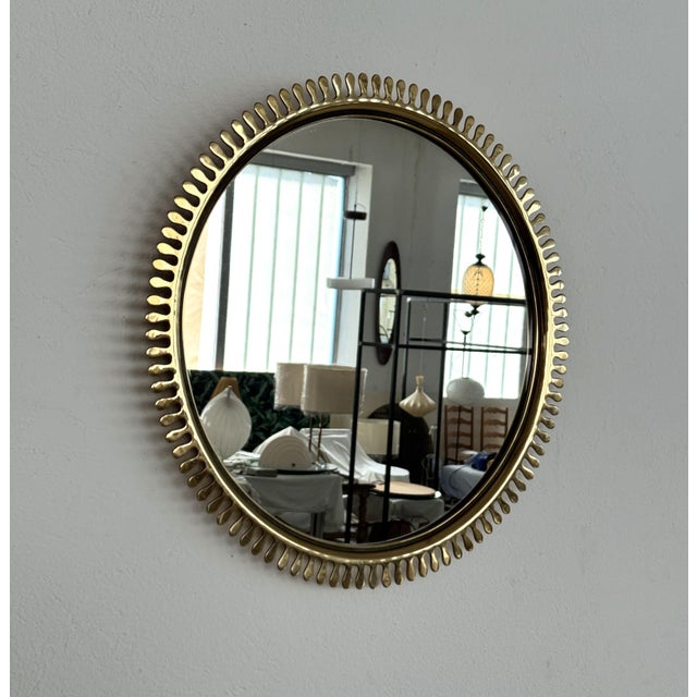 Mid-Century Wall Mirror in Brass by Vereinigte Werkstätten, 1970s For Sale - Image 4 of 13