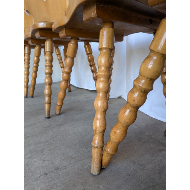 Vintage Tyrolean Farmhouse Heart Cutout Wooden Dining Chairs, 1970s, Set of 6 For Sale - Image 14 of 18