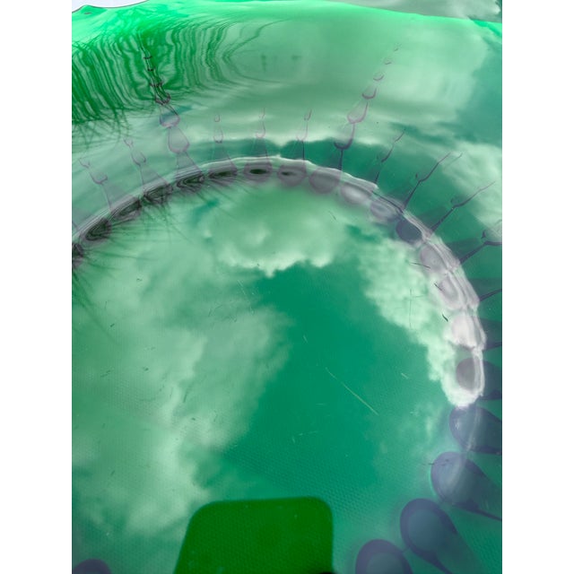 1930's New Martinsville Crystal and Emerald Radiance Punch Bowl With Underplate and Ladel, Complete Set For Sale - Image 11 of 11