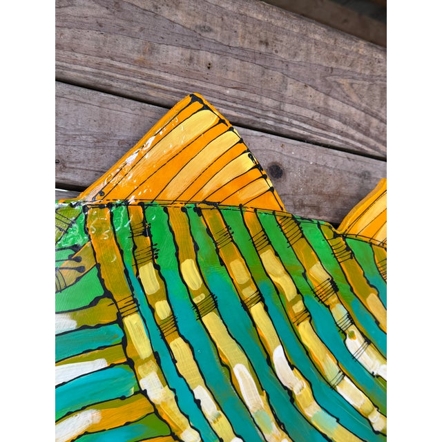 Monumental Coastal Custom Painted “Triggerfish” Wall Art With Epoxy Glaze For Sale In Naples, FL - Image 6 of 12