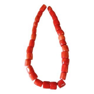 Vintage Chunky Natural Nepalese Angel Skin Coral Strand 30 Beads For Sale