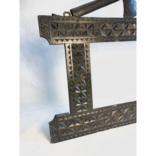 Antique Chip-Carved Tramp Art Frame Axe Motif For Sale - Image 9 of 11