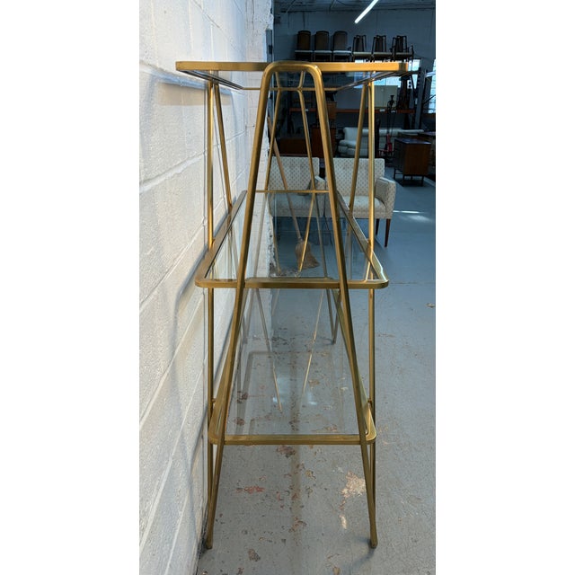 Mid 20th Century Mid 20th Century Post Modern Italian Brass & Glass Hairpin Etagere For Sale - Image 5 of 10