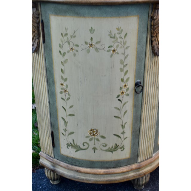 Beige Vintage Venetian Demilune Cabinet Painted Accent Chest Commode For Sale - Image 8 of 14