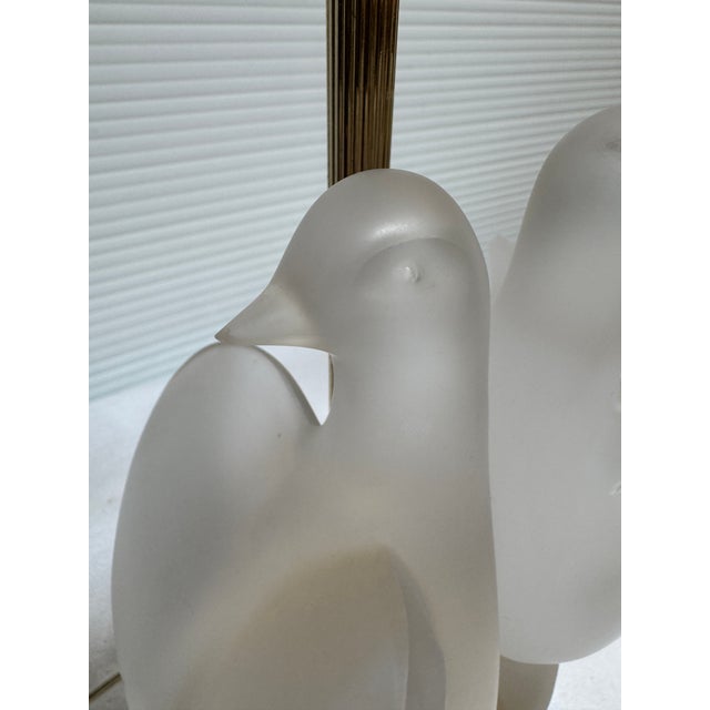 Mid 20th Century Lalique Ariane Glass Doves Table Lamp For Sale - Image 10 of 12