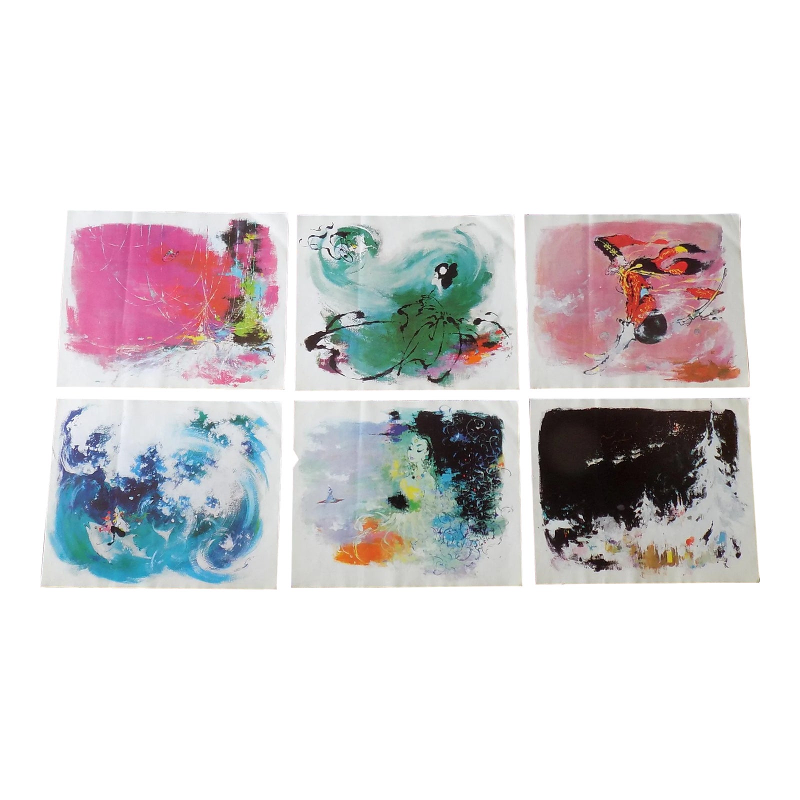 Vintage Abstract Expressionist Otto Nielsen Lithographs - Set of 6 ...