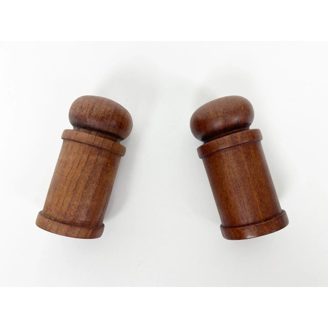 Brown Danish Teak Salt and Pepper Shakers - Vintage For Sale - Image 8 of 10