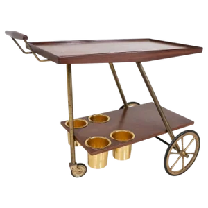 Mid-Century Modern Wooden Trolley, Italy, 1960s