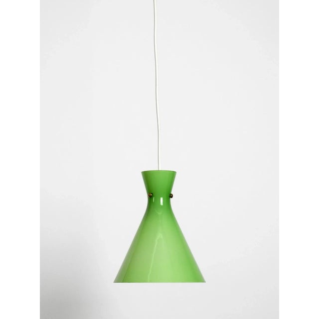 1950s Mid-Century Austrian Green Glass Diabolo Pendant Lamp For Sale - Image 5 of 14