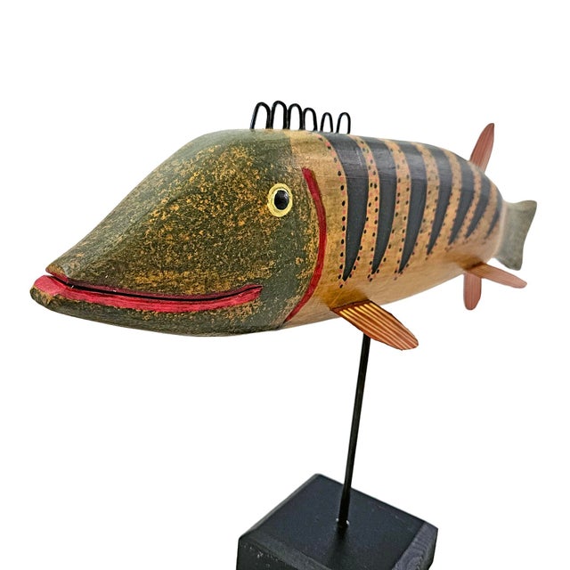 Contemporary Folk Art Fish Decoys by Ronald Derrow Set of 2 For Sale - Image 10 of 18